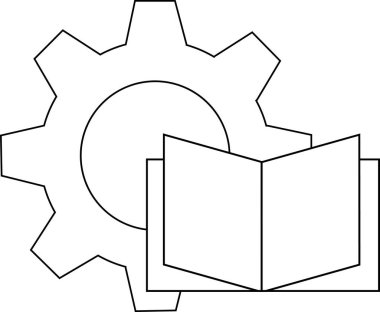 gear icon and open book icon.with a white background