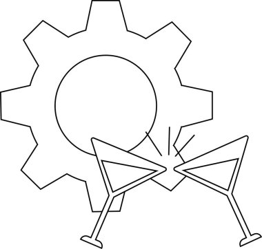 gear icon and toasting glass icon.with a white background