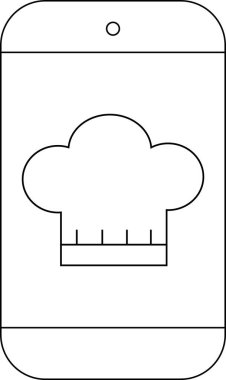 Akıllı telefon hattı simgesi ve şef şapkası simgesi. Beyaz arkaplan