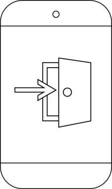Akıllı telefon hattı simgesi ve giriş simgesi. Beyaz arkaplan