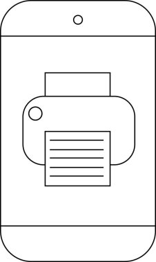 Akıllı telefon hattı simgesi ve yazıcı simgesi. Beyaz arkaplan