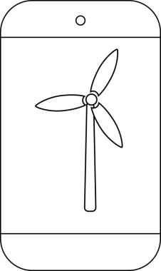 Akıllı telefon hattı simgesi ve yel değirmeni simgesi. Beyaz arkaplan