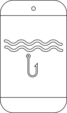 Akıllı telefon hattı simgesi ve balıkçı kancası simgesi.