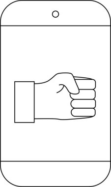 Akıllı telefon hattı simgesi ve el tutuşu simgesi. Beyaz arkaplan