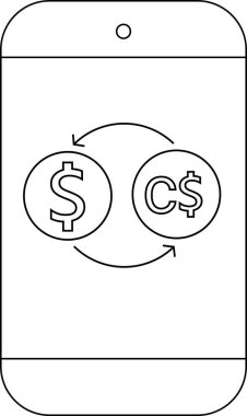 çizgi simgesi akıllı telefon ve simge dolar bozukluklarını Kanada dolarına dönüştür.