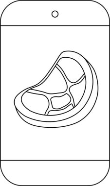 Akıllı telefon hattı simgesi ve et simgesi. Beyaz arkaplan