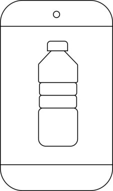 Akıllı telefon hattı simgesi ve beyaz arkaplanı olan içki şişesi simgesi.