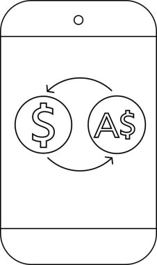 çizgi simgesi akıllı telefon ve simge dolar bozukluklarını Avustralya dolarına dönüştür.