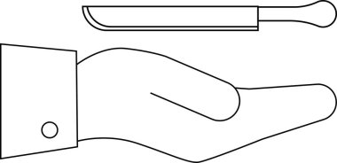 line icon hand carrying knife icon.with a white background