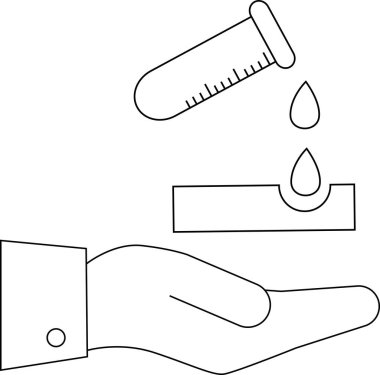 icon of a hand carrying a chemical cylinder icon of hard water.with a white background