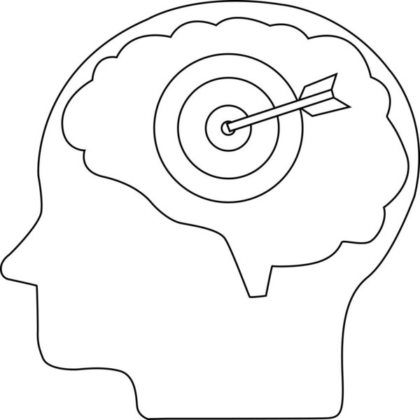 иконка головного мозга человека и доска мишени на белом фоне