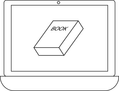 dizüstü bilgisayar satırı simgesi ve kitap simgesi. Beyaz arkaplan
