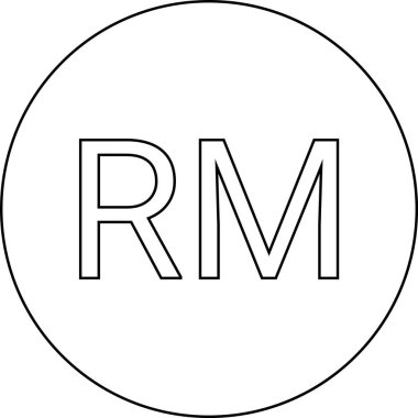 Malezya halkalı para çizgisi simgesi beyaz arkaplan. Siyah çizgileri var.