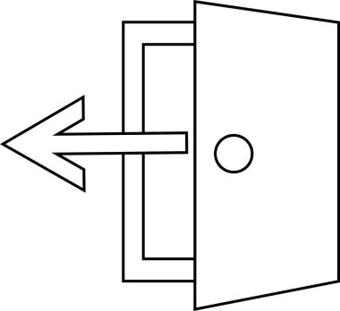 Çıkış işareti, solu işaret eden siyah çizgileri olan bir kapının açıldığını gösteriyor.