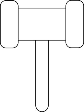 Karartma çizgili, dikdörtgen başlı bir çekiç ve siyah çizgileri olan beyaz bir arka plan.