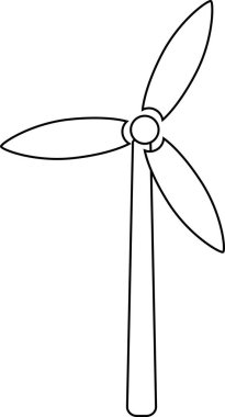 Beyaz arkaplanı olan bir yel değirmeninin çizgi simgesi