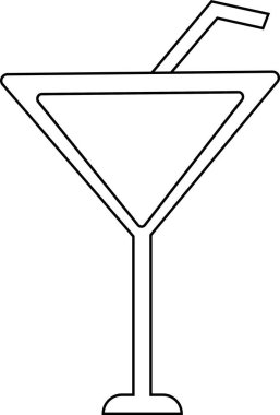 Siyah beyaz çizgili martini bardağı, saman gibi basit bir tasarım. Siyah çizgileri var.