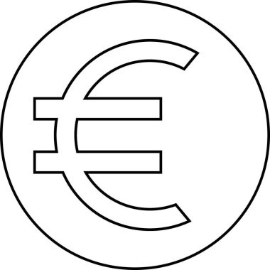 Bir Euro sembolü koyu bir çizgiyle çevrilidir. Beyaz çizgili, siyah çizgileri olan bir grafiktir.