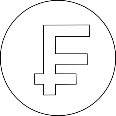 İsviçre frangı sembolünün ana hatları siyah çizgilerle çevrili.