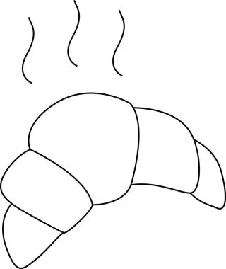 Buharlı bir kruvasan siyah çizgiler çizerek tasvir edilir.