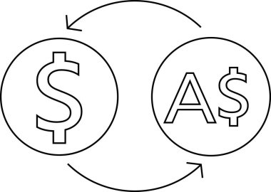 Çizgi simgesi dolar sikkelerini siyah çizgileri olan Avustralya dolarına dönüştür.
