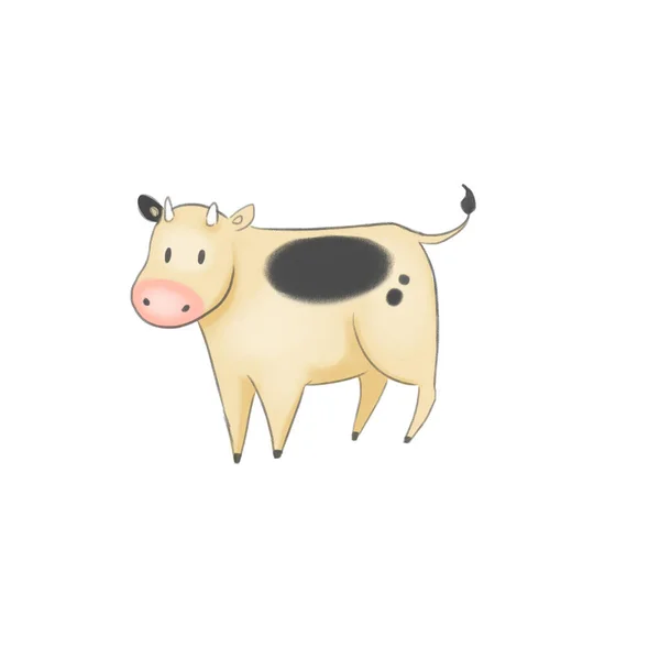 Cartone Animato Carino Mucca Vitello Isolato — Vettoriale Stock