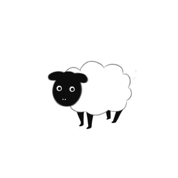 Χαριτωμένο Μαύρο Δέρμα Πρόβατα Κινούμενα Σχέδια Απομονωμένο — Διανυσματικό Αρχείο
