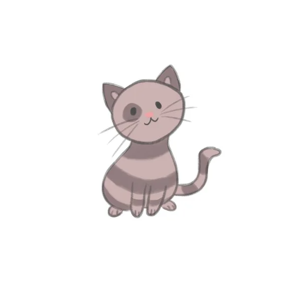 Söt Tecknad Katt Kattunge Isolerad — Stock vektor