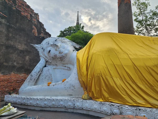 Wat Yai Chaimongkol Chedi Chaimongkol Vecchio Grande Corpo Sono Molte — Foto Stock