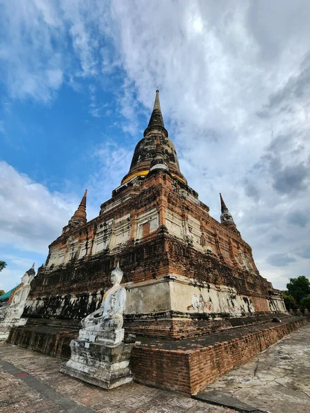 Wat Yai Chaimongkol Tem Chedi Chaimongkol Velho Corpo Grande Muitas — Fotografia de Stock