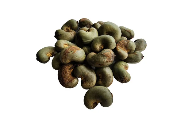 Cashew Nuts Fresh Seeds Have Been Shelled White Background — Stock Photo, Image