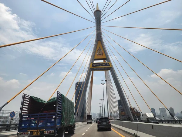 Bhumibol Bridge Ist Eine Brücke Über Den Fluss Chao Phraya — Stockfoto