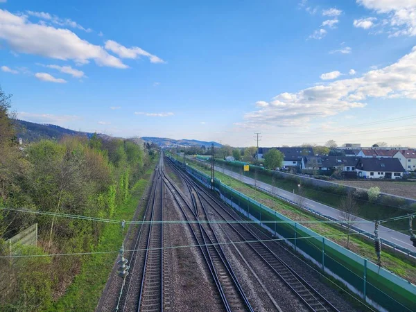 Blick Von Oben Auf Die Bahngleise Deutschland — Stockfoto