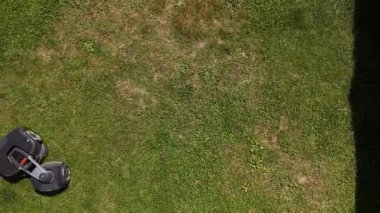 Çimenli yeşil çimlerin havadan görünüşü