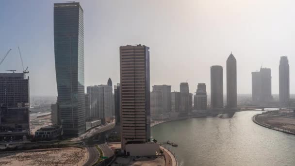 Paysage Urbain Gratte Ciel Dubai Business Bay Avec Canal Eau — Video