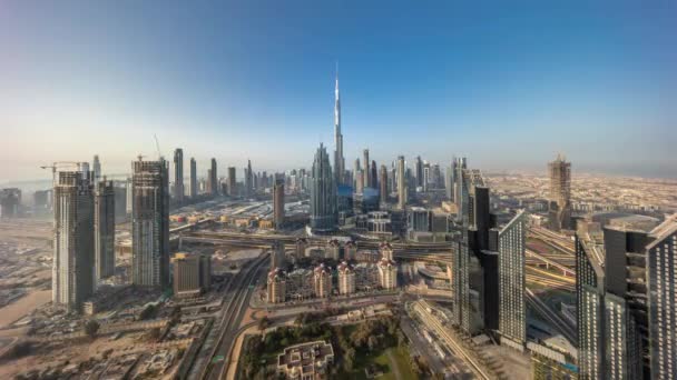 Vista Panorâmica Aérea Das Torres Mais Altas Dubai Downtown Skyline — Vídeo de Stock