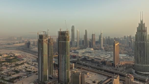 Panorama Mostrando Vista Aérea Das Torres Mais Altas Dubai Downtown — Vídeo de Stock