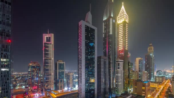 Veduta Aerea Del Dubai International Financial District Con Molti Grattacieli — Video Stock