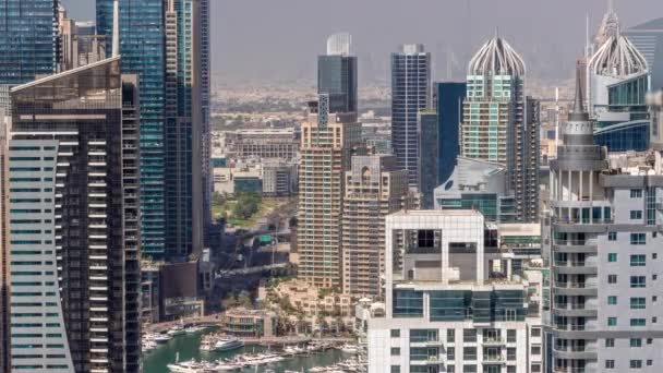 Dubai Marina Media City Districts Modern Skyscrapers Office Buildings Aerial — Stock Video