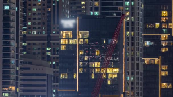 Parlak Pencereli Dış Apartman Manzaralı Bir Zaman Çizelgesi Dubai Marinasında — Stok video