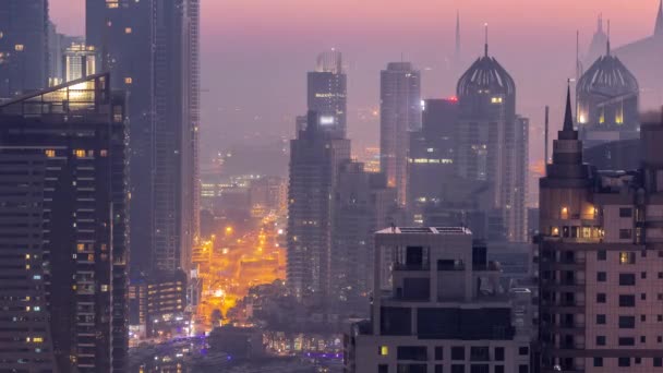 Dubai Marina Und Media City Bezirke Mit Modernen Wolkenkratzern Und — Stockvideo