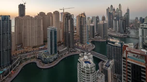 Widok Różnych Drapaczy Chmur Najwyższym Bloku Wzajemnym Dubai Marina Dzielnicy — Wideo stockowe