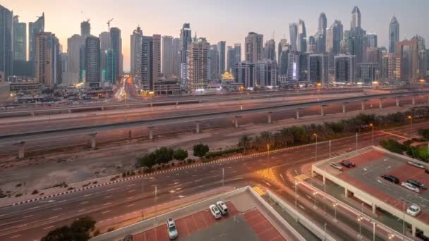 Дубайская Гавань Самый Высокий Блок Небоскребов Мире Панорамный Вид Воздуха — стоковое видео