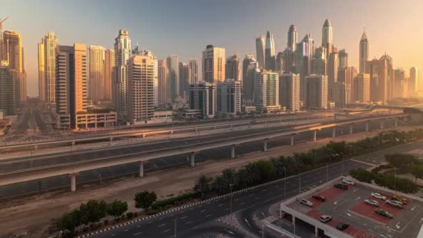 Dubai Marina Bloco Mais Alto Arranha Céus Manhã Timelapse Durante — Vídeo de Stock