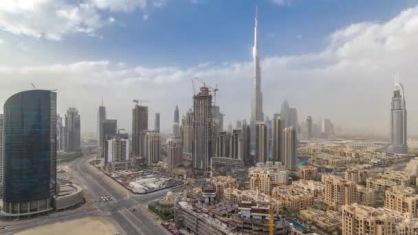 Hermosa Vista Aérea Del Centro Dubai Lujo Durante Todo Día — Vídeos de Stock