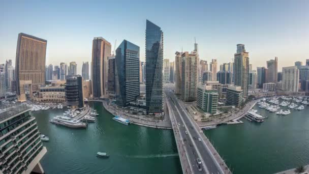 Panoramic Aerial Top View Day Night Transition Timelapse All Dubai — Stock Video