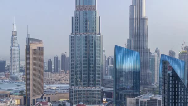 Dubaï Horizon Centre Ville Jour Nuit Transition Timelapse Avec Haut — Video