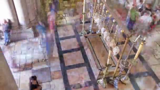 Vista Desde Arriba Piedra Unción Iglesia Del Santo Sepulcro Timelapse — Vídeos de Stock