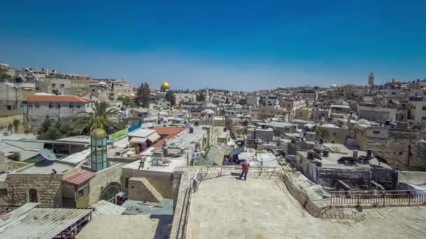 Skyline Old City Jerusalem Med Historiska Byggnader Antenn Timelapse Israel — Stockvideo