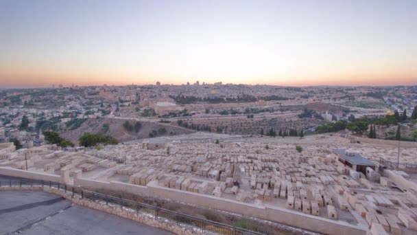 Jerusalém Panorama Aéreo Sobre Cidade Dia Noite Transição Timelapse Após — Vídeo de Stock